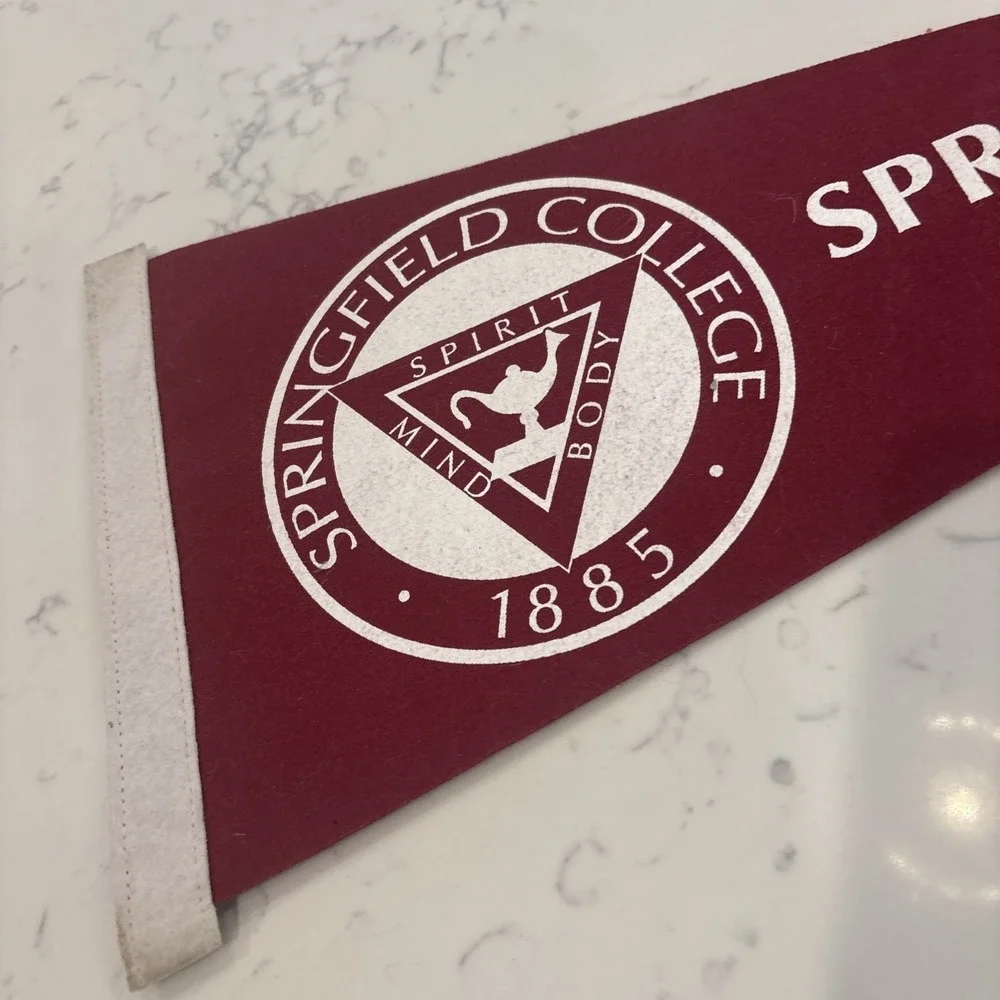 Vintage Springfield College Felt Pennant Banner 9x24 Spirit Mind Body NCAA Dorm